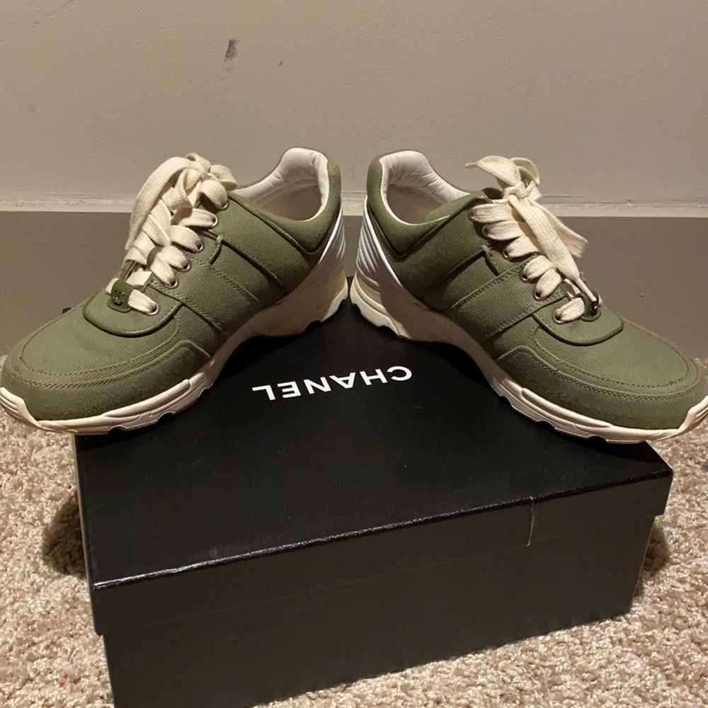 Chanel Sneakers Olive Green Khaki size 37 - Picture 2 of 8